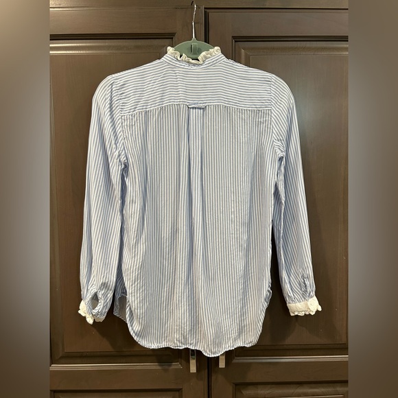 J. Crew Drapey Cupro-Blend Button Up Shirt in Blue and White, Size XXS - Picture 7 of 13